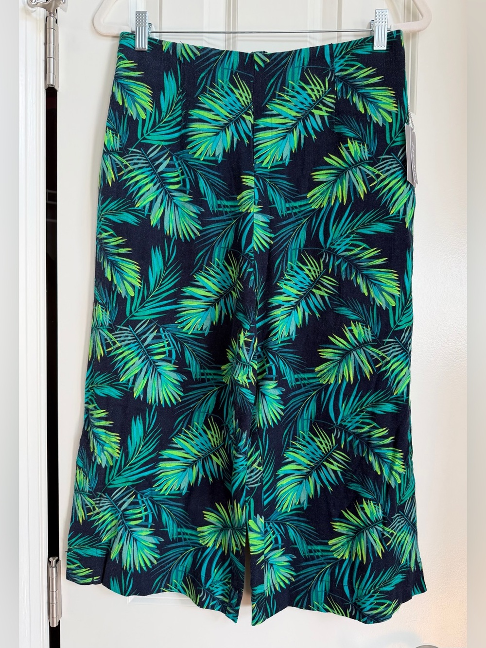 NWT Soft Surroundings Sidnei Tropical Palm Print Wide Leg Crop Pants Sz S Petite